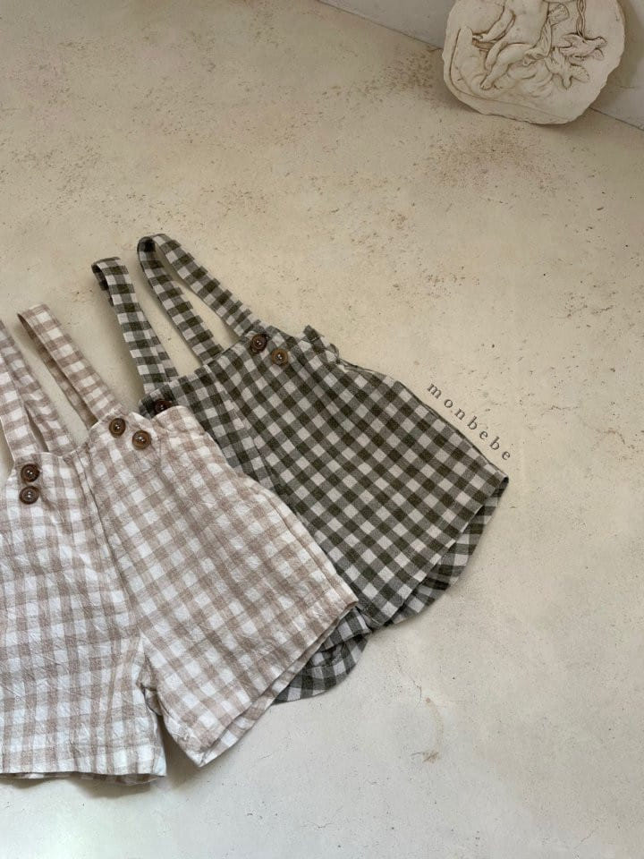 MONBEBE - Korean Children Fashion - #Kfashion4kids - Check Dungarees Pants