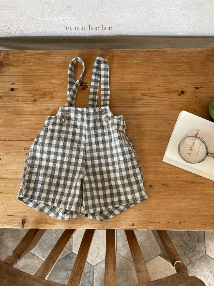 MONBEBE - Korean Children Fashion - #Kfashion4kids - Check Dungarees Pants - 3