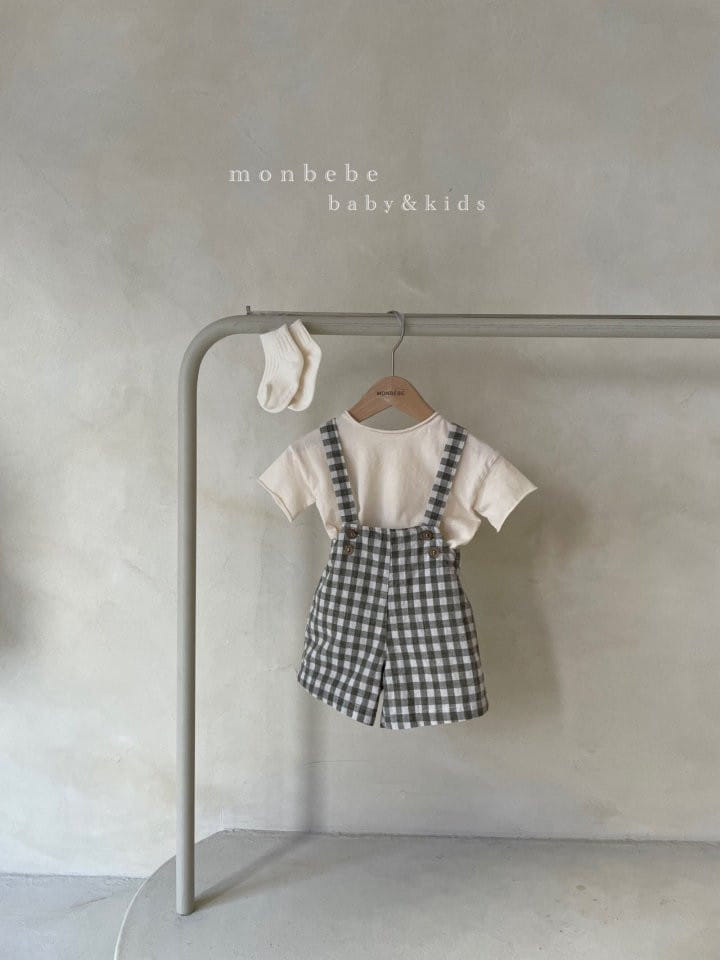 MONBEBE - Korean Children Fashion - #Kfashion4kids - Check Dungarees Pants - 6