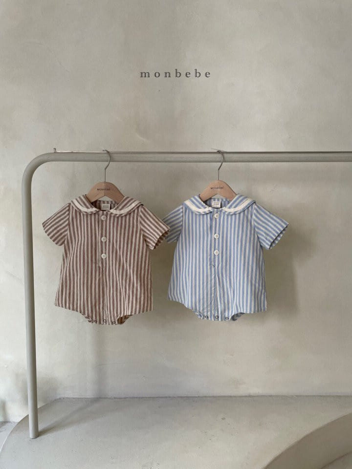 MONBEBE - Korean Children Fashion - #Kfashion4kids - Stripes Sailor Bodysuit