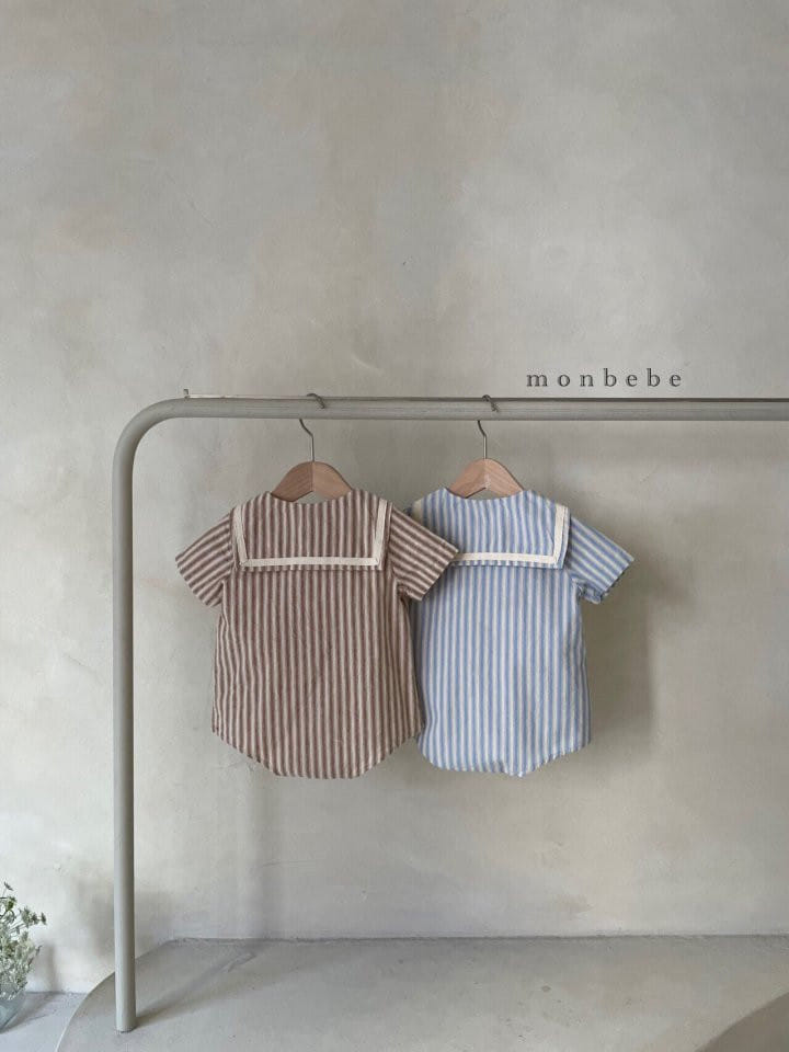 MONBEBE - Korean Children Fashion - #Kfashion4kids - Stripes Sailor Bodysuit - 2