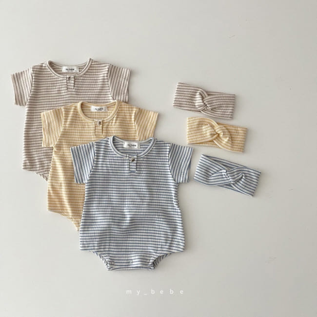 MY BEBE - Korean Children Fashion - #Kfashion4kids - Tight Bodysuit with Hairband