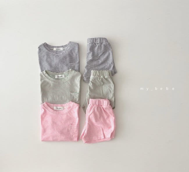 MY BEBE - Korean Children Fashion - #Kfashion4kids - Short Sleeve Top Bottom Set - 2