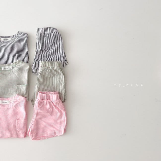 MY BEBE - Korean Children Fashion - #Kfashion4kids - Short Sleeve Top Bottom Set - 3