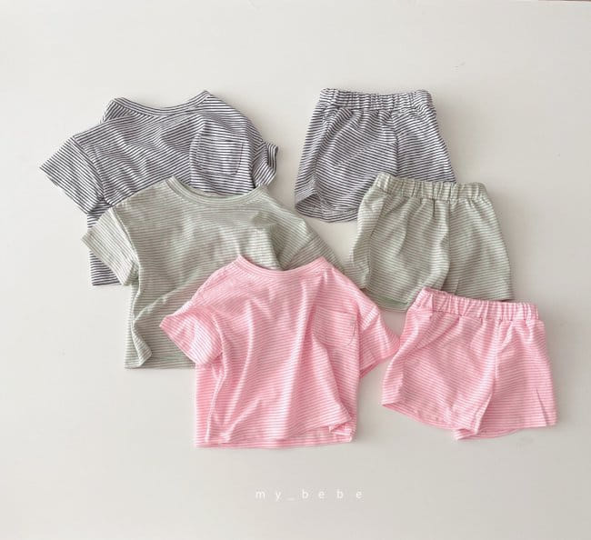 MY BEBE - Korean Children Fashion - #Kfashion4kids - Short Sleeve Top Bottom Set - 4