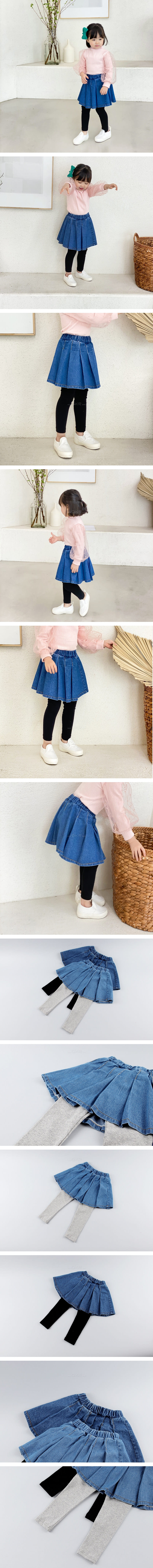 NIKI HOUSE - Korean Children Fashion - #Kfashion4kids - Denim Skirt Leggings