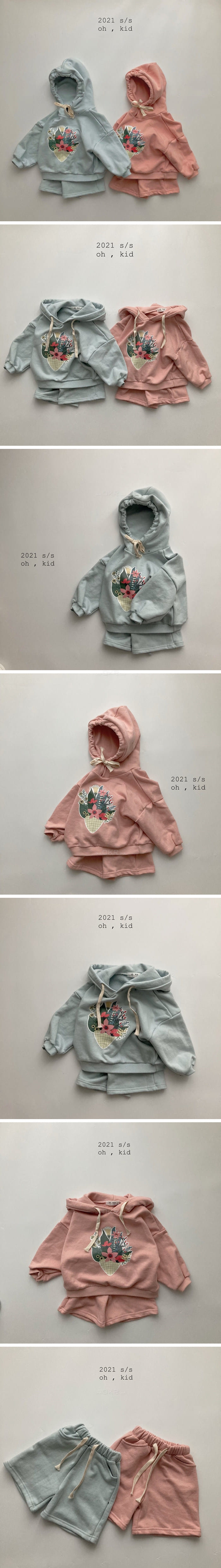 OH KID - Korean Children Fashion - #Kfashion4kids - Flower Top Bottom Set