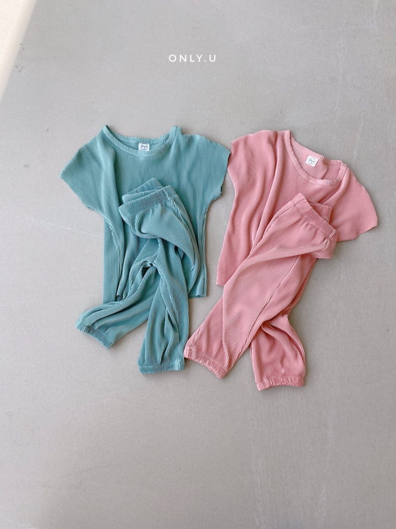 ONLY.U - Korean Children Fashion - #Kfashion4kids - Pleats Top Bottom Set - 6