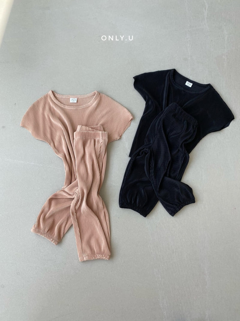 ONLY.U - Korean Children Fashion - #Kfashion4kids - Pleats Top Bottom Set - 7