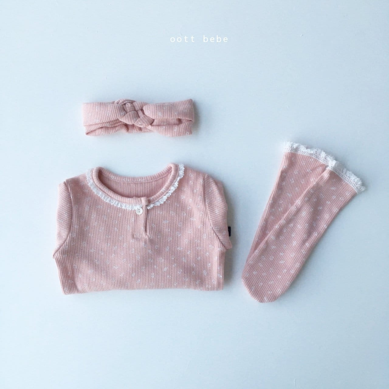 OOTT BEBE - Korean Children Fashion - #Kfashion4kids - Pretty Bodysuit Hairband Socks Set - 3