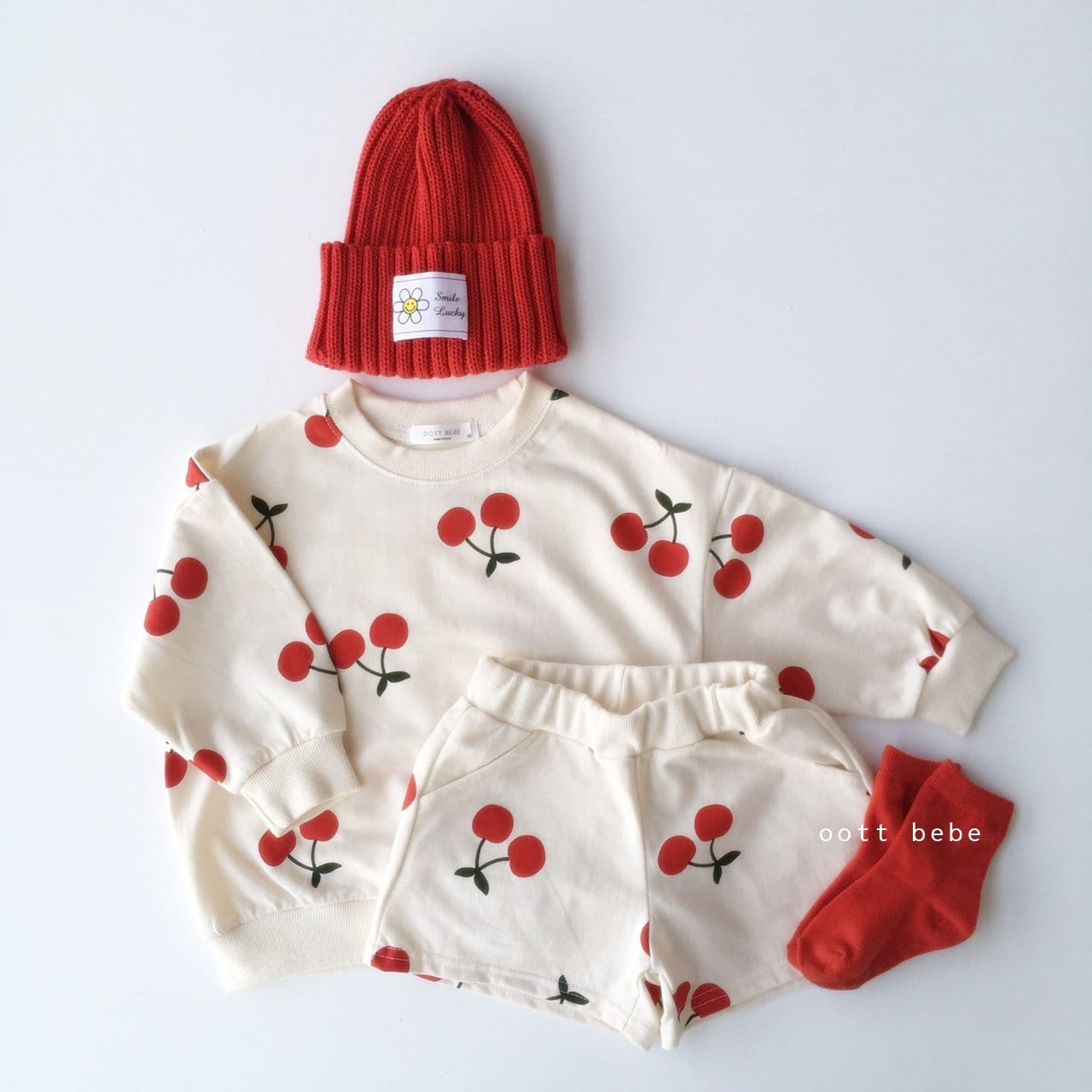 OOTT BEBE - Korean Children Fashion - #Kfashion4kids - Cherry Top Bottom Set