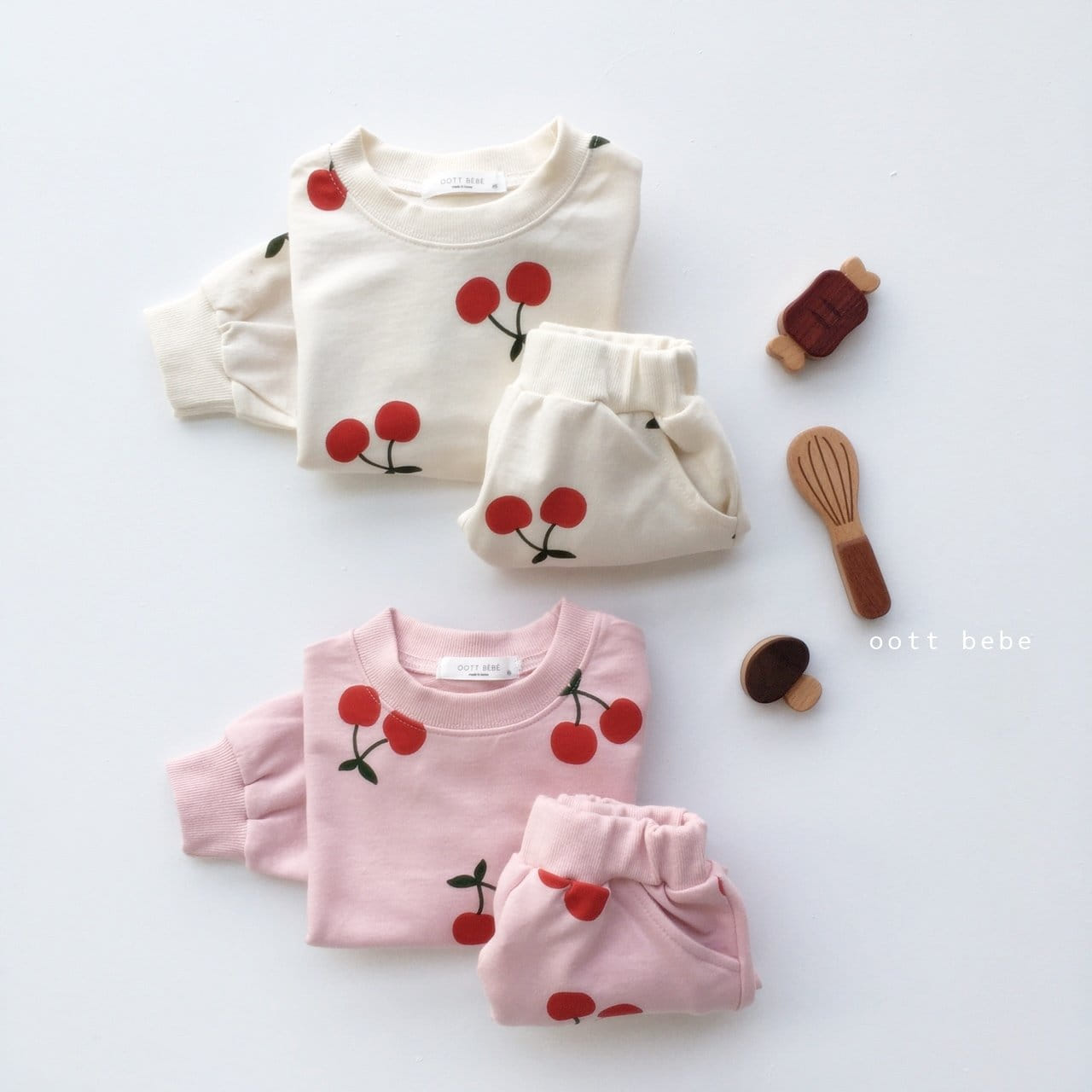 OOTT BEBE - Korean Children Fashion - #Kfashion4kids - Cherry Top Bottom Set - 7