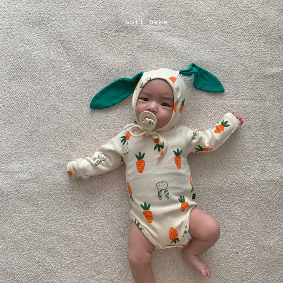 OOTT BEBE - Korean Children Fashion - #Kfashion4kids - Vegetable Bodysuit with Bonnet - 5