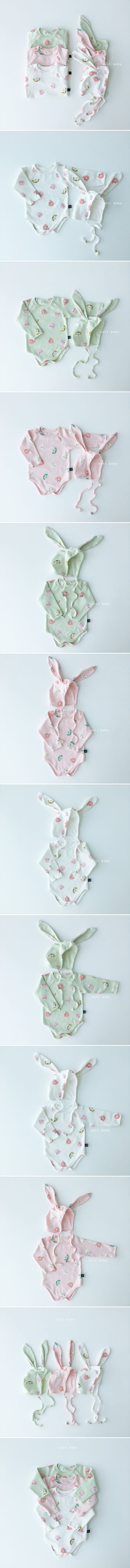 OOTT BEBE - Korean Children Fashion - #Kfashion4kids - Poodle Bodysuit with Bonnet
