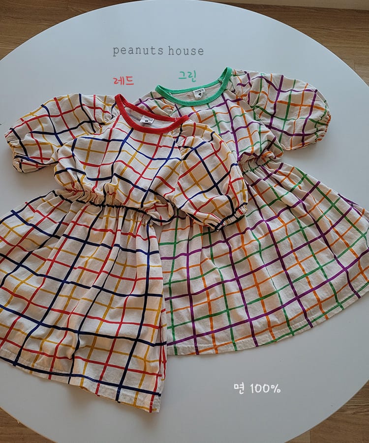 PEANUTS - Korean Children Fashion - #Kfashion4kids - Check One-piece