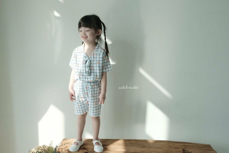 SALAD MARKET - Korean Children Fashion - #Kfashion4kids - Check Top Bottom Set - 2