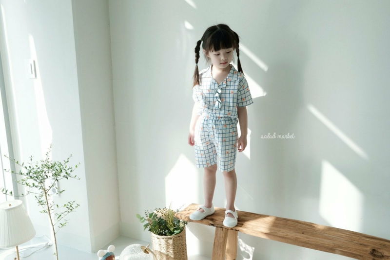 SALAD MARKET - Korean Children Fashion - #Kfashion4kids - Check Top Bottom Set - 3