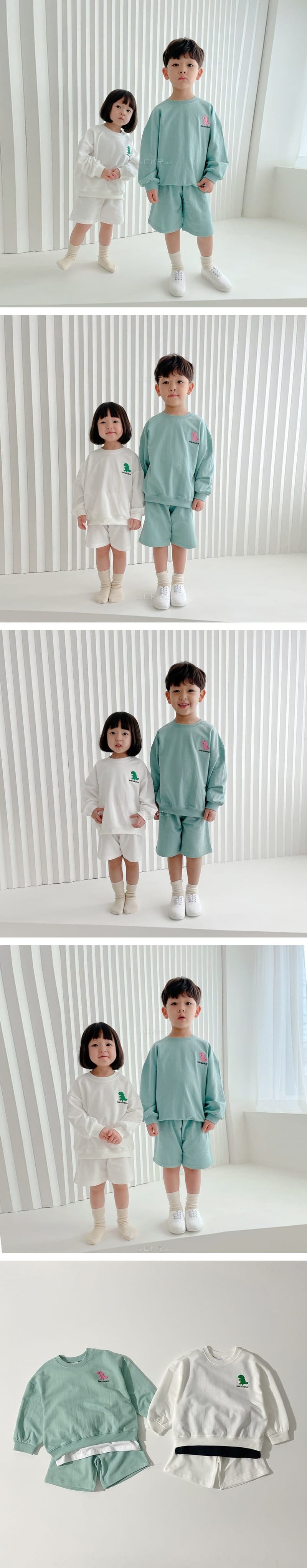 VIVID I - Korean Children Fashion - #Kfashion4kids - Baby Saurus Top Bottom Set