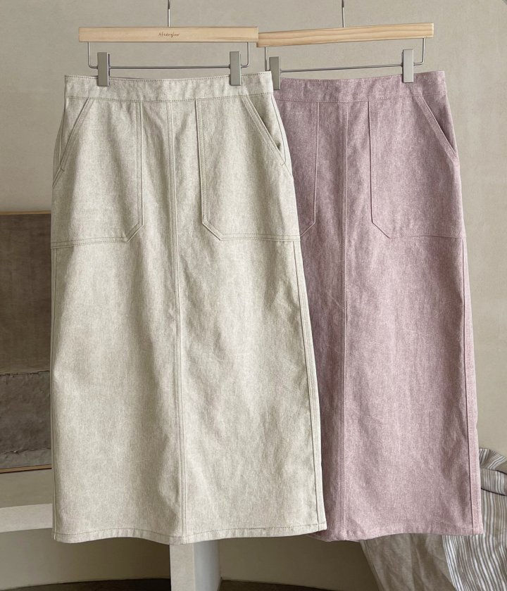 AFTERGLOW - Korean Women Fashion - #Kfashion - Pigment Pocket Skirt