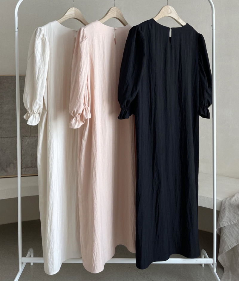 AFTERGLOW - Korean Women Fashion - #Kfashion - Sleeve Shirring One-piece - 2
