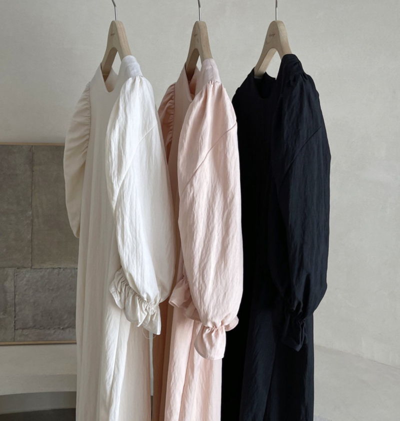 AFTERGLOW - Korean Women Fashion - #Kfashion - Sleeve Shirring One-piece - 3