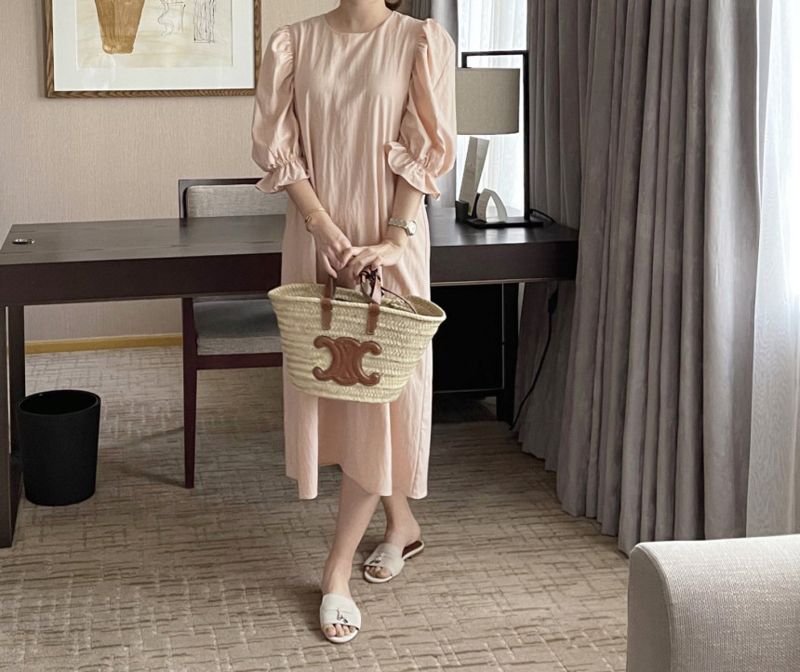 AFTERGLOW - Korean Women Fashion - #Kfashion - Sleeve Shirring One-piece - 5
