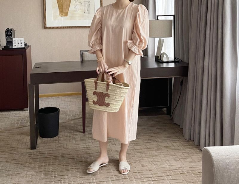 AFTERGLOW - Korean Women Fashion - #Kfashion - Sleeve Shirring One-piece - 6
