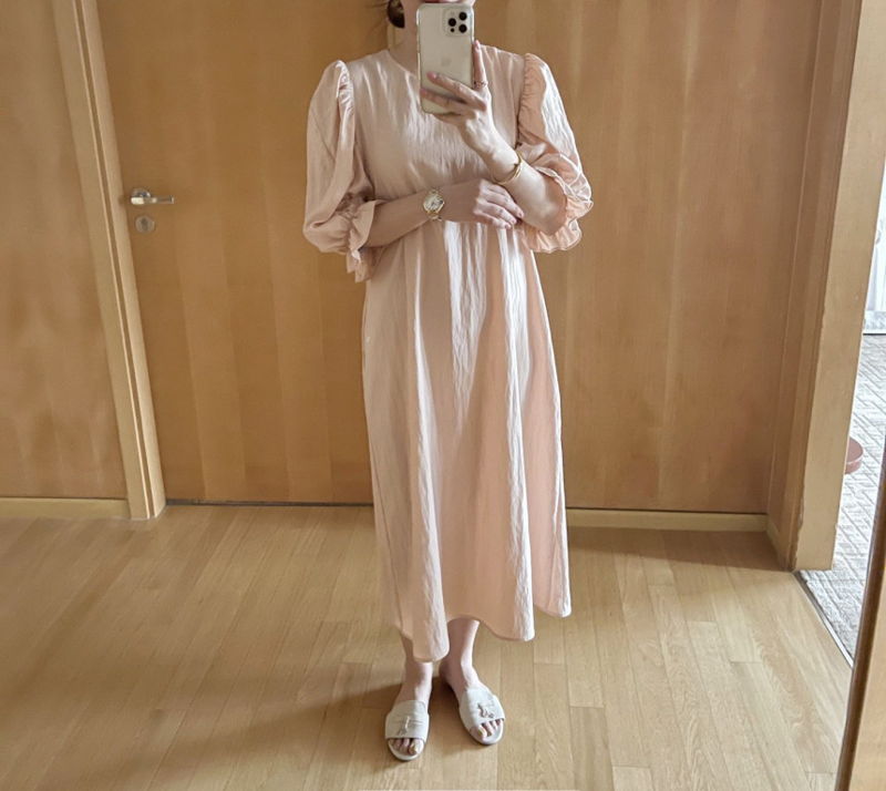 AFTERGLOW - Korean Women Fashion - #Kfashion - Sleeve Shirring One-piece - 8
