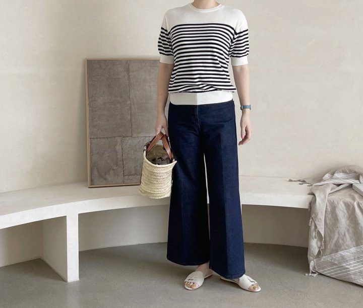 AFTERGLOW - Korean Women Fashion - #Kfashion - Simple Stripe Knit Pullover