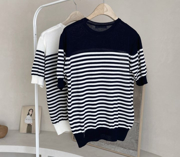 AFTERGLOW - Korean Women Fashion - #Kfashion - Simple Stripe Knit Pullover - 10
