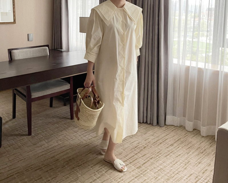 AFTERGLOW - Korean Women Fashion - #Kfashion - Sailor Collar One-piece - 5