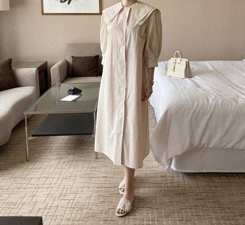 AFTERGLOW - Korean Women Fashion - #Kfashion - Sailor Collar One-piece - 7