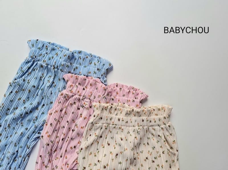 BABYCHOU - Korean Children Fashion - #Kfashion4kids - Flower Wrinkle Pants