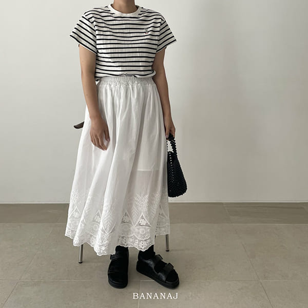 BANANA J - Korean Children Fashion - #Kfashion4kids - Mom Embroidery Stripes Tee