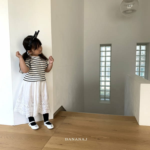 BANANA J - Korean Children Fashion - #Kfashion4kids - Embroidery Stripes Tee - 7