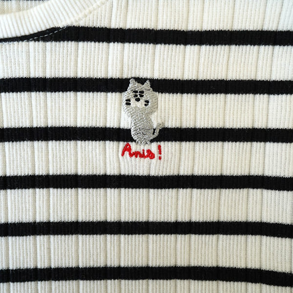 BANANA J - Korean Children Fashion - #Kfashion4kids - Embroidery Stripes Tee - 9