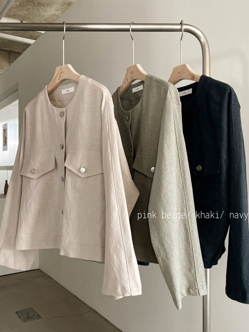 BARI - Korean Women Fashion - #Kfashion - Poche Linen Short Jacket