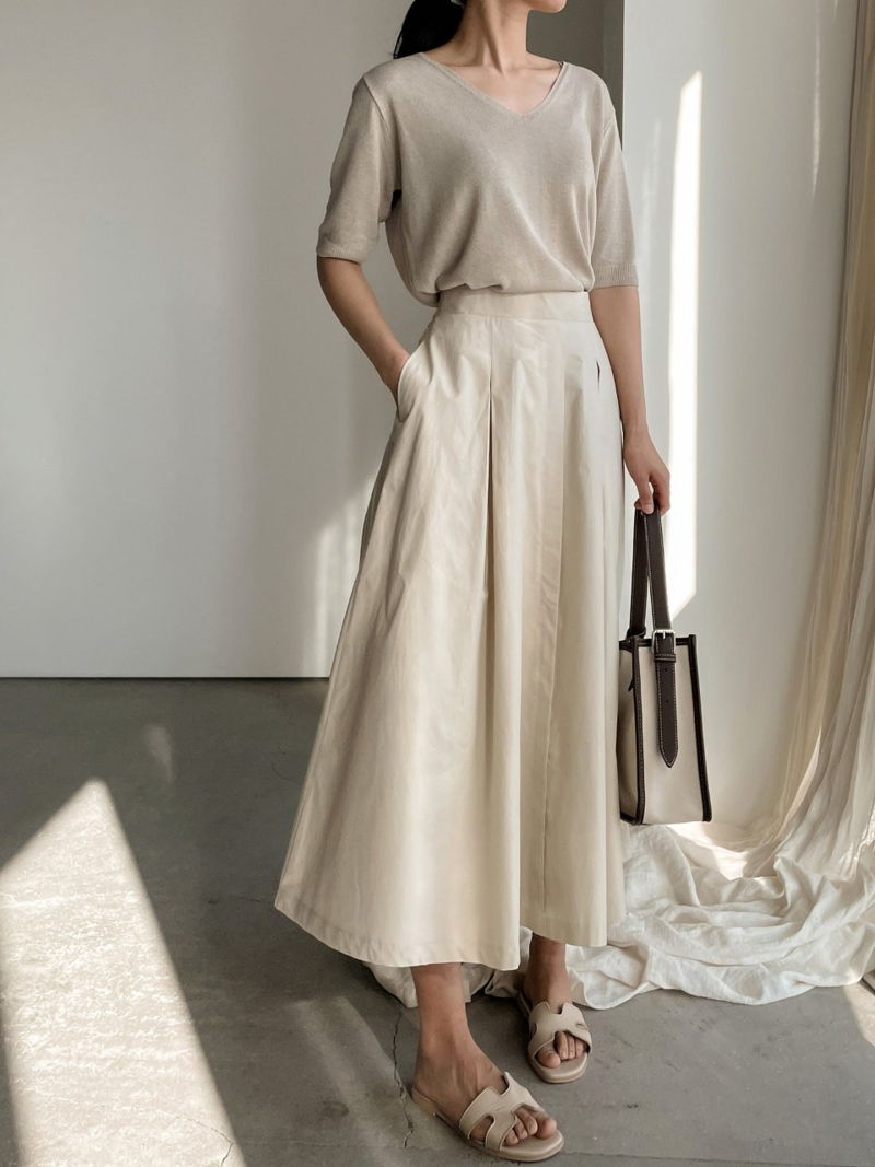 BARI - Korean Women Fashion - #Kfashion - Cotton Pintuck Skirt - 2