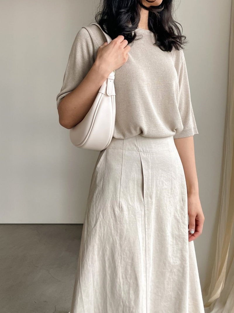 BARI - Korean Women Fashion - #Kfashion - Linen Round Knit Top - 3