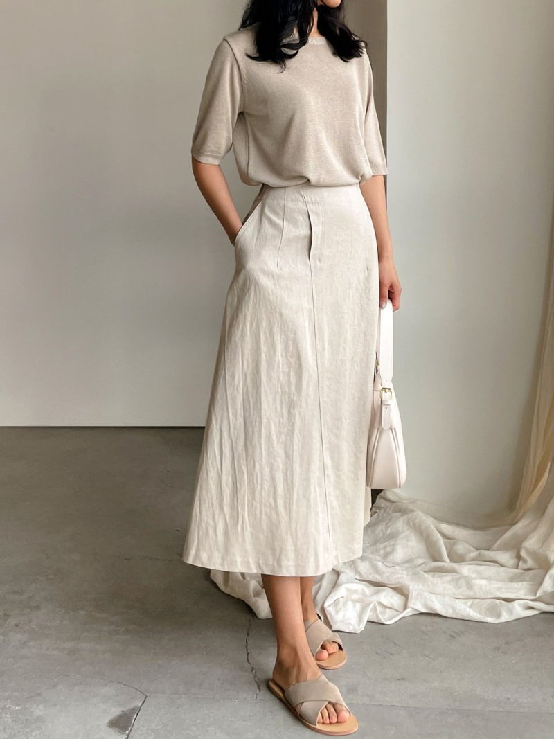 BARI - Korean Women Fashion - #Kfashion - Linen Round Knit Top - 4