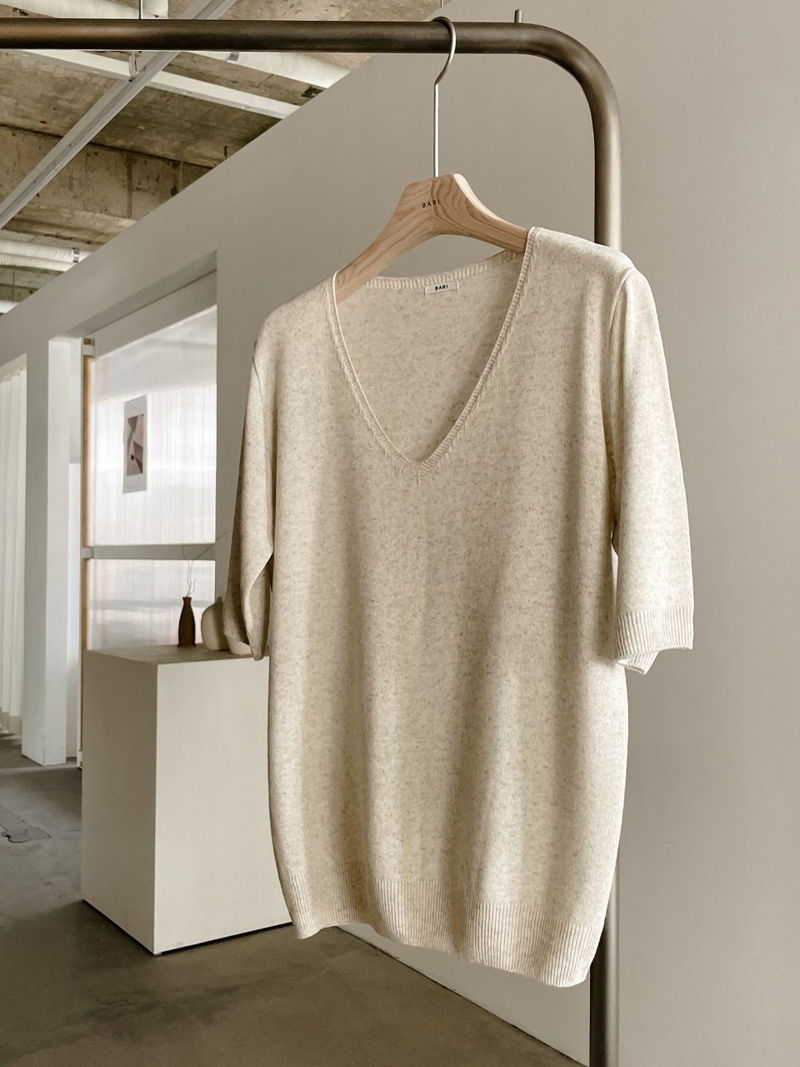 BARI - Korean Women Fashion - #Kfashion - Bamboo V-neck Knit Top - 2