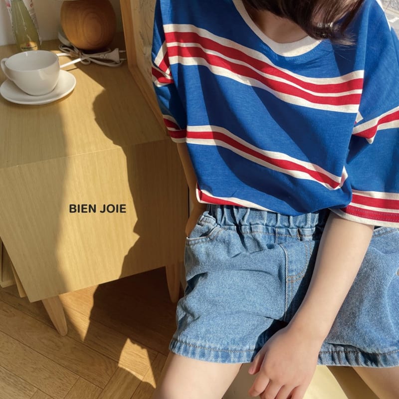BIEN JOIE - Korean Children Fashion - #Kfashion4kids - Label Denim Shorts - 12