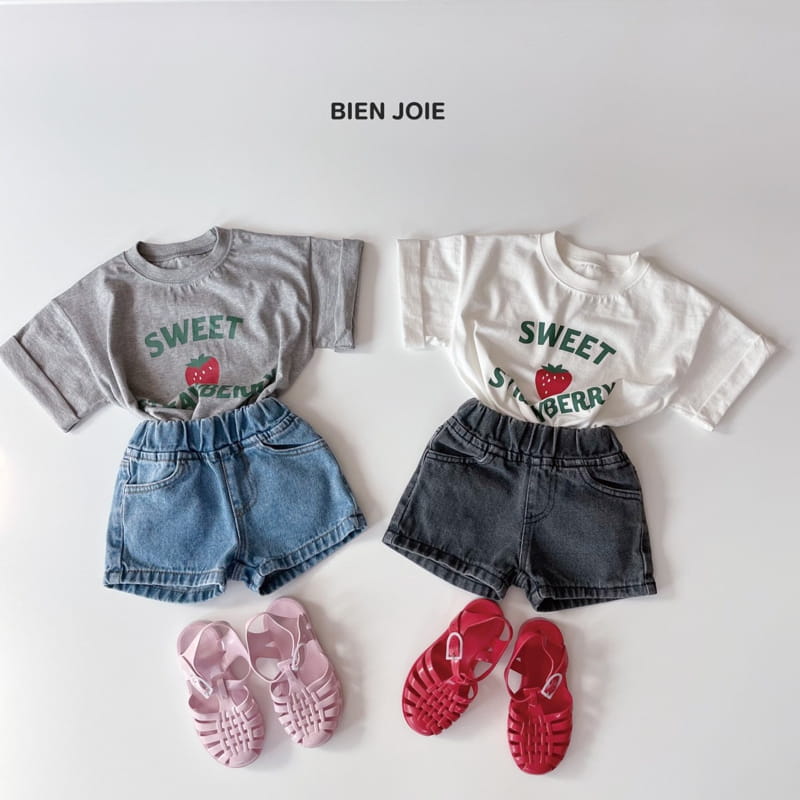 BIEN JOIE - Korean Children Fashion - #Kfashion4kids - Label Denim Shorts - 8