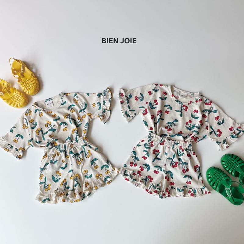 BIEN JOIE - Korean Children Fashion - #Kfashion4kids - Raspberry Top Bottom Set - 2