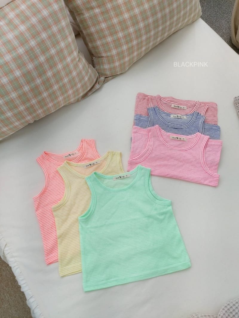 BLACK PINK - Korean Children Fashion - #Kfashion4kids - Stripes Basic Sleeveless