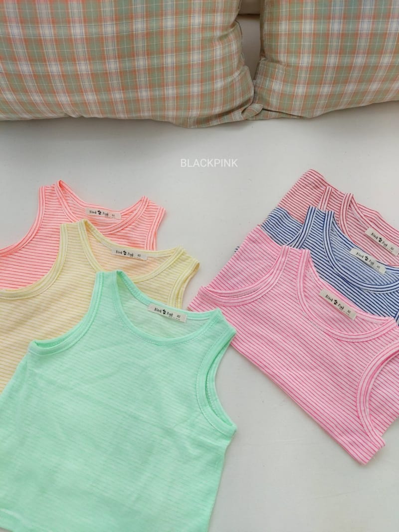 BLACK PINK - Korean Children Fashion - #Kfashion4kids - Stripes Basic Sleeveless - 3