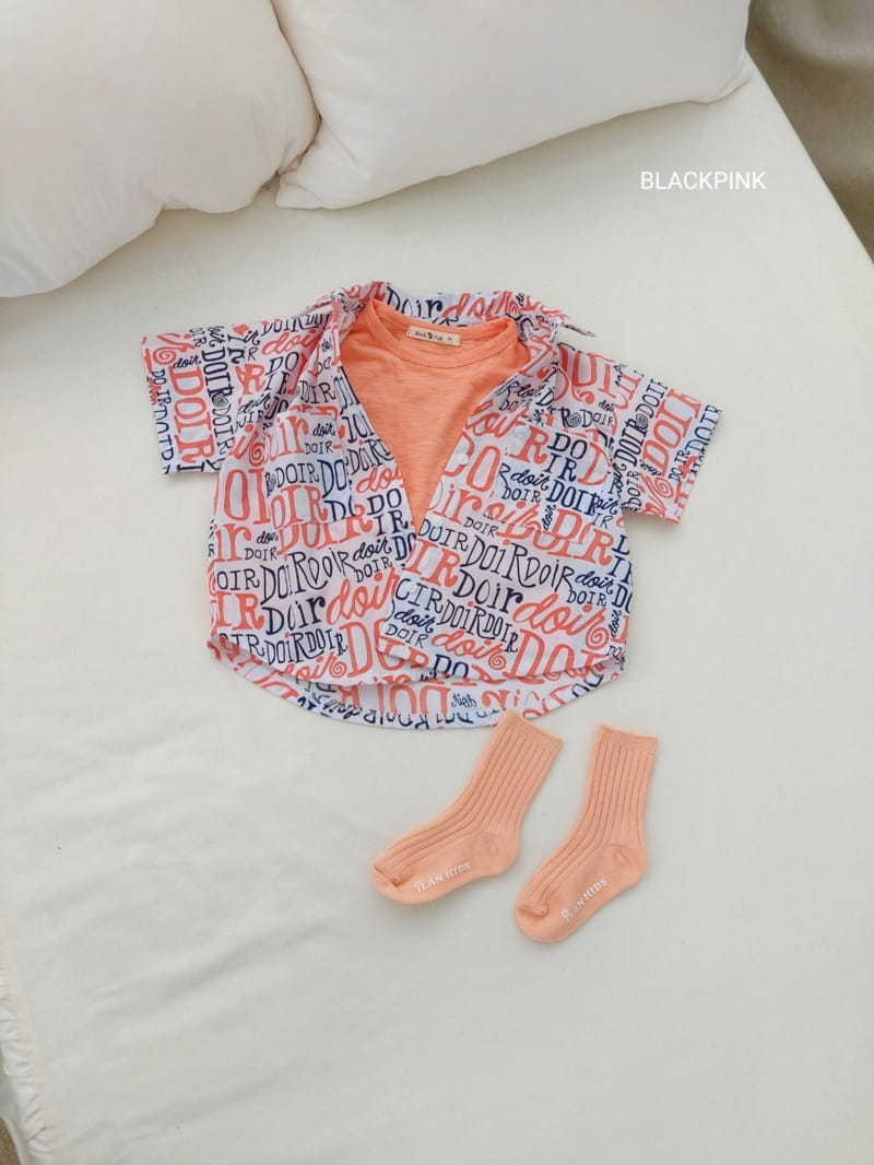 BLACK PINK - Korean Children Fashion - #Kfashion4kids - Lettering Shirt - 3