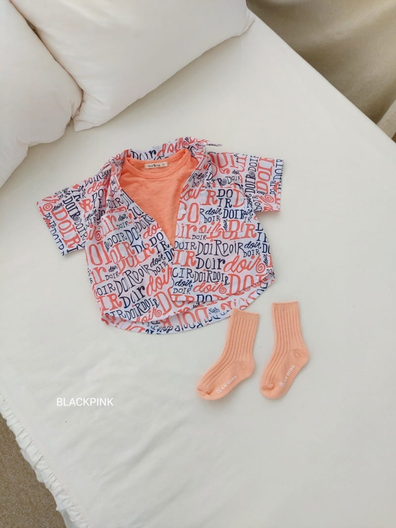 BLACK PINK - Korean Children Fashion - #Kfashion4kids - Lettering Shirt - 6