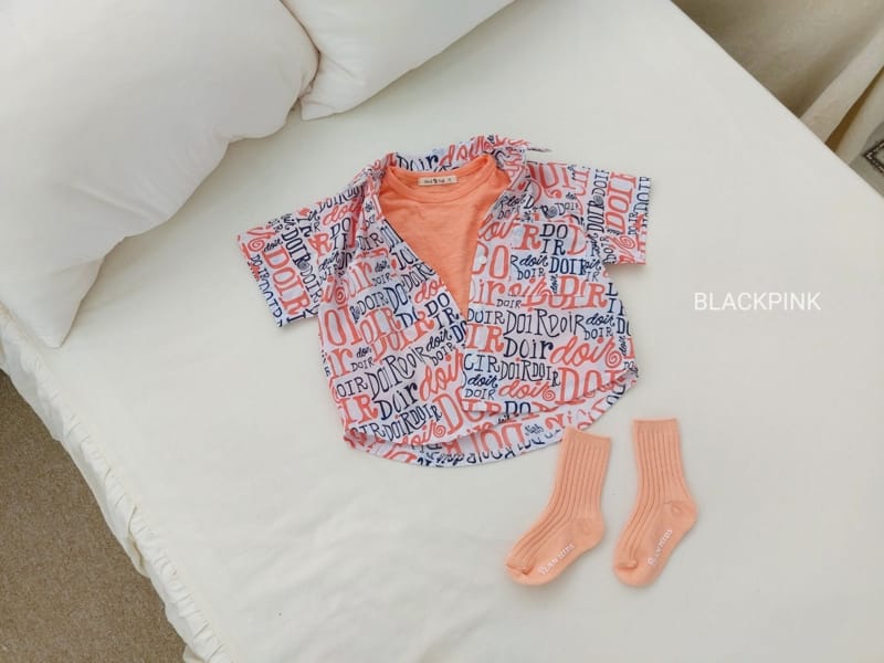 BLACK PINK - Korean Children Fashion - #Kfashion4kids - Lettering Shirt - 7