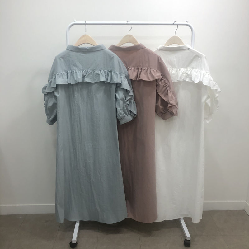 BLOOM - Korean Women Fashion - #Kfashion - Frill Shirt One-piece - 2